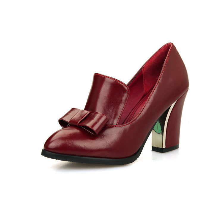 Beatrice bow heel in burgundy, side view