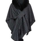 Sabine | Womens Shawl Cape Faux Fur Poncho Wrap