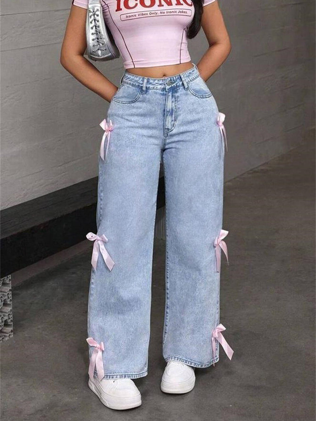 Giselle | Womens Jeans Straight Leg High Waisted Wide Leg Stretch Denim