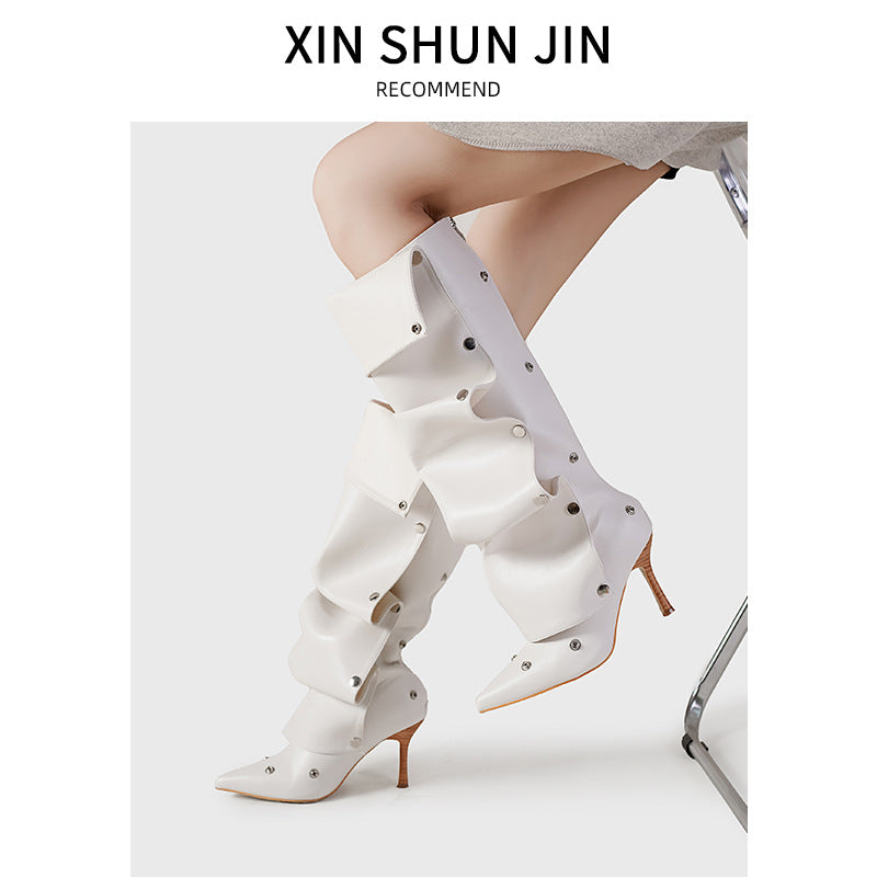 Hazel | Womens Heeled Boots Denim Slim Fit Pointed Toe Ankle Boots