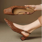 Wren woven slingback in tan, held