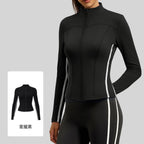Delphine | Womens Sports Jacket Slim Fit Stand Collar Running Yoga Activewear Top