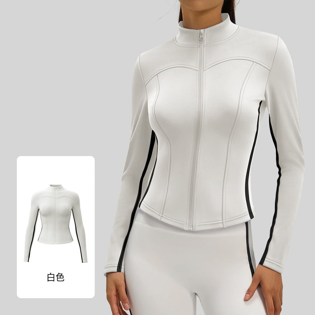Delphine | Womens Sports Jacket Slim Fit Stand Collar Running Yoga Activewear Top