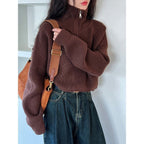 Zephyr | Womens Jumper Knitted Zip Up Loose Turtleneck Warm Sweater