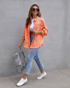 Clarissa | Womens Longline Distressed Denim Jacket