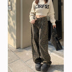 Greta | Womens High Waisted Jeans Leopard Print Straight Leg Slim Denim