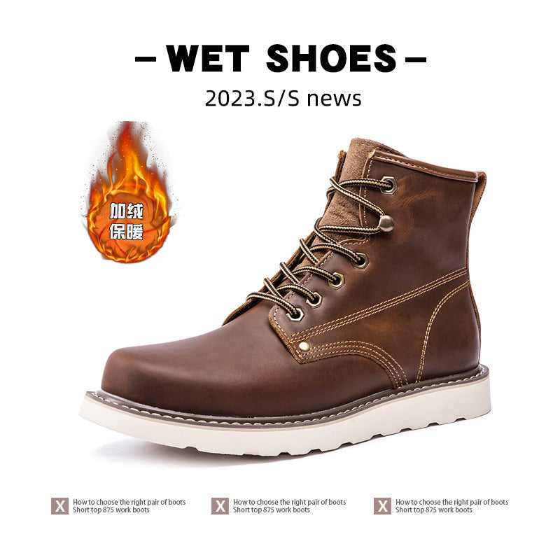 Hamish | Mens Work Boots Fleece Lined Warm Retro Boots - 14