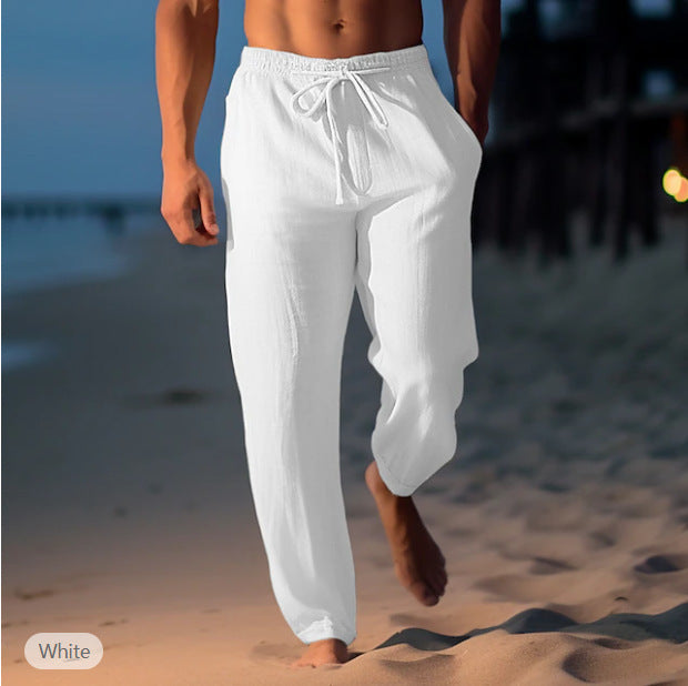 Magnus | Mens Linen Straight Breathable Casual Summer Lightweight Trousers - 7