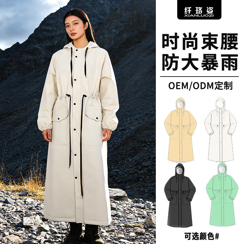 Solene | Womens Raincoat Waterproof Hooded Long Rain Poncho Jacket