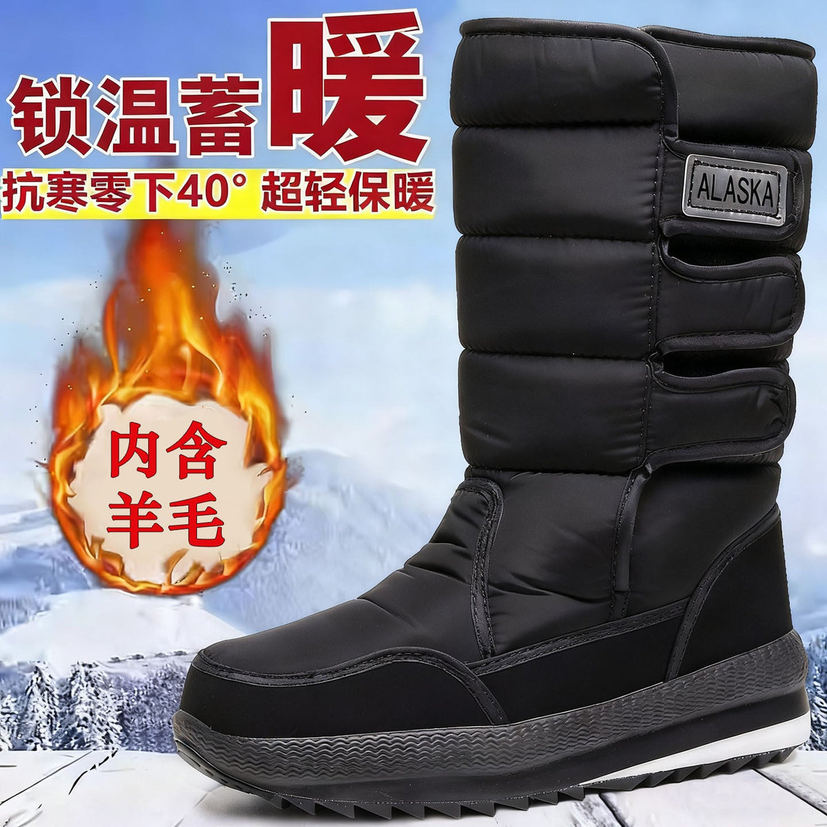 Dexter | Mens Snow Boots Mid Calf Fleece Lined Warm Winter Boots