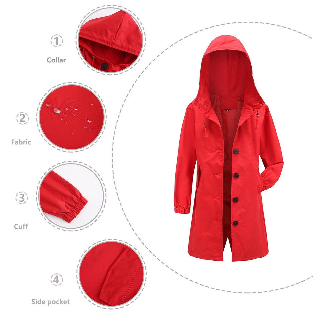 Coco | Womens Waterproof Jacket Hooded Windbreaker Lightweight Rain Coat