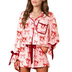 Florence | Womens Printed Long Sleeve Pyjama Shorts Set