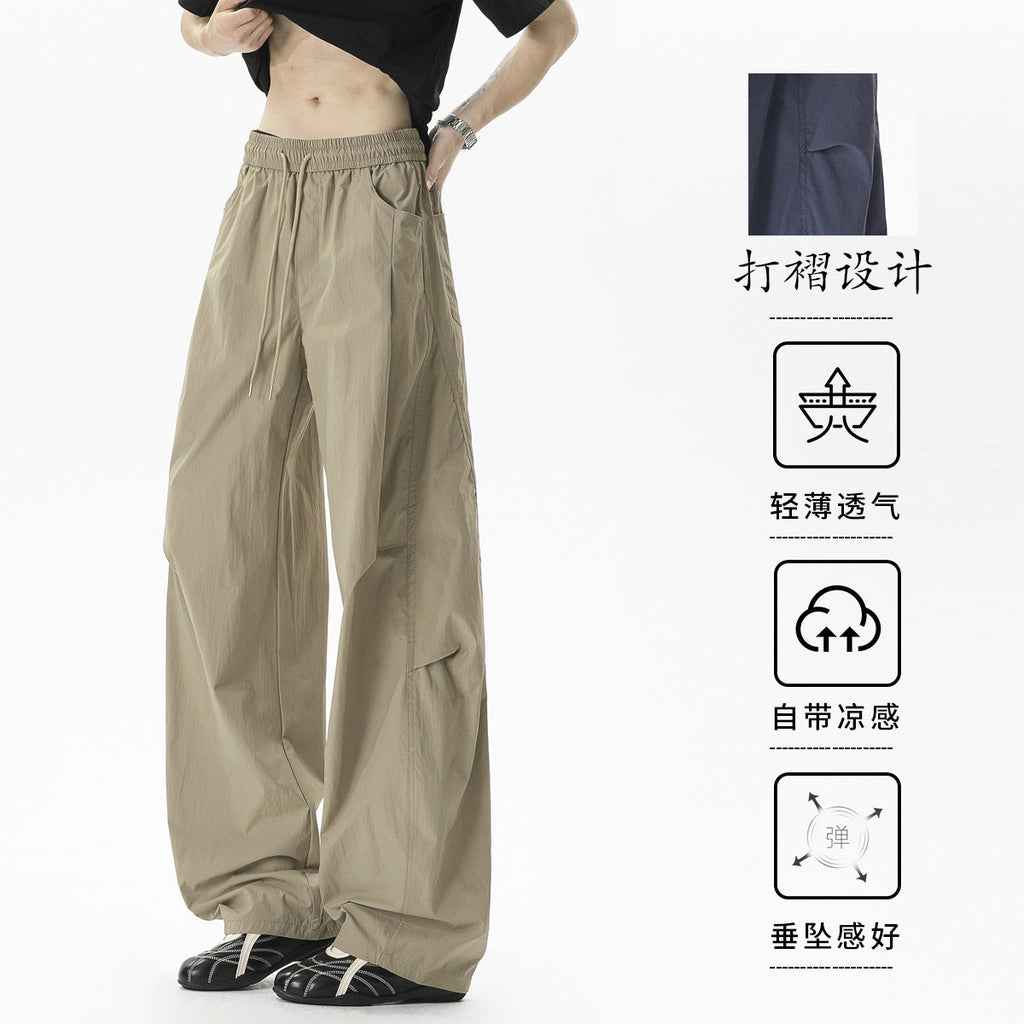 Gustav | Mens Trousers Lightweight Pleated Wide Leg Casual Pants