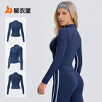 Delphine | Womens Sports Jacket Slim Fit Stand Collar Running Yoga Activewear Top
