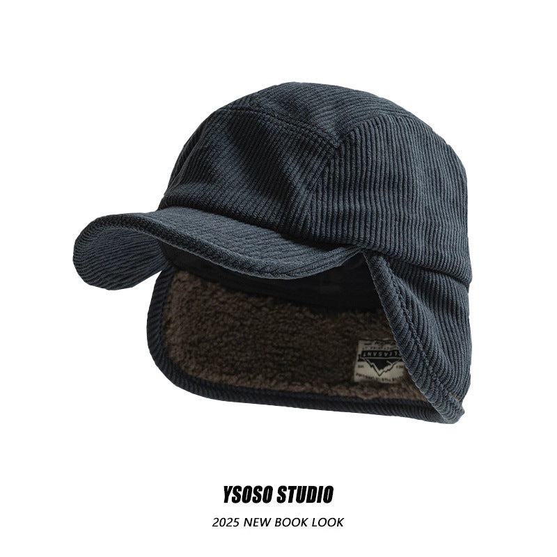 Reuben | Mens Warm Corduroy Earflap Winter Flight Trapper Hat - 8