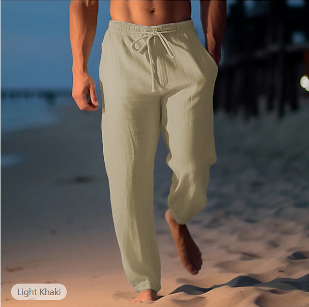 Magnus | Mens Linen Straight Breathable Casual Summer Lightweight Trousers - 9