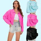 Genevieve | Womens Distressed Fringe Denim Jacket