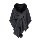 Sabine | Womens Shawl Cape Faux Fur Poncho Wrap