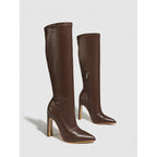 Verity | Womens Knight Boots Pointed Toe Stiletto Heel Ankle Boots