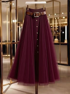 Alaric | Womens Pleated Skirt High Waisted Mesh Midi Skirt