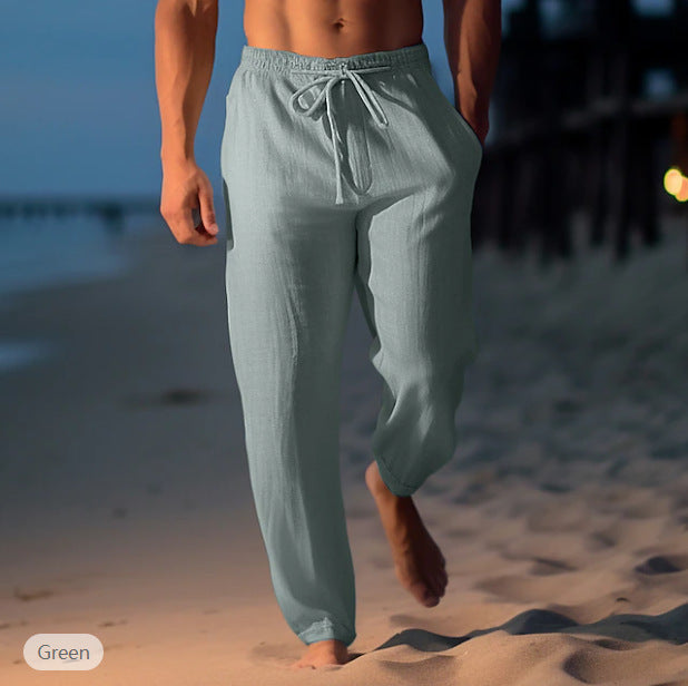Magnus | Mens Linen Straight Breathable Casual Summer Lightweight Trousers - 11