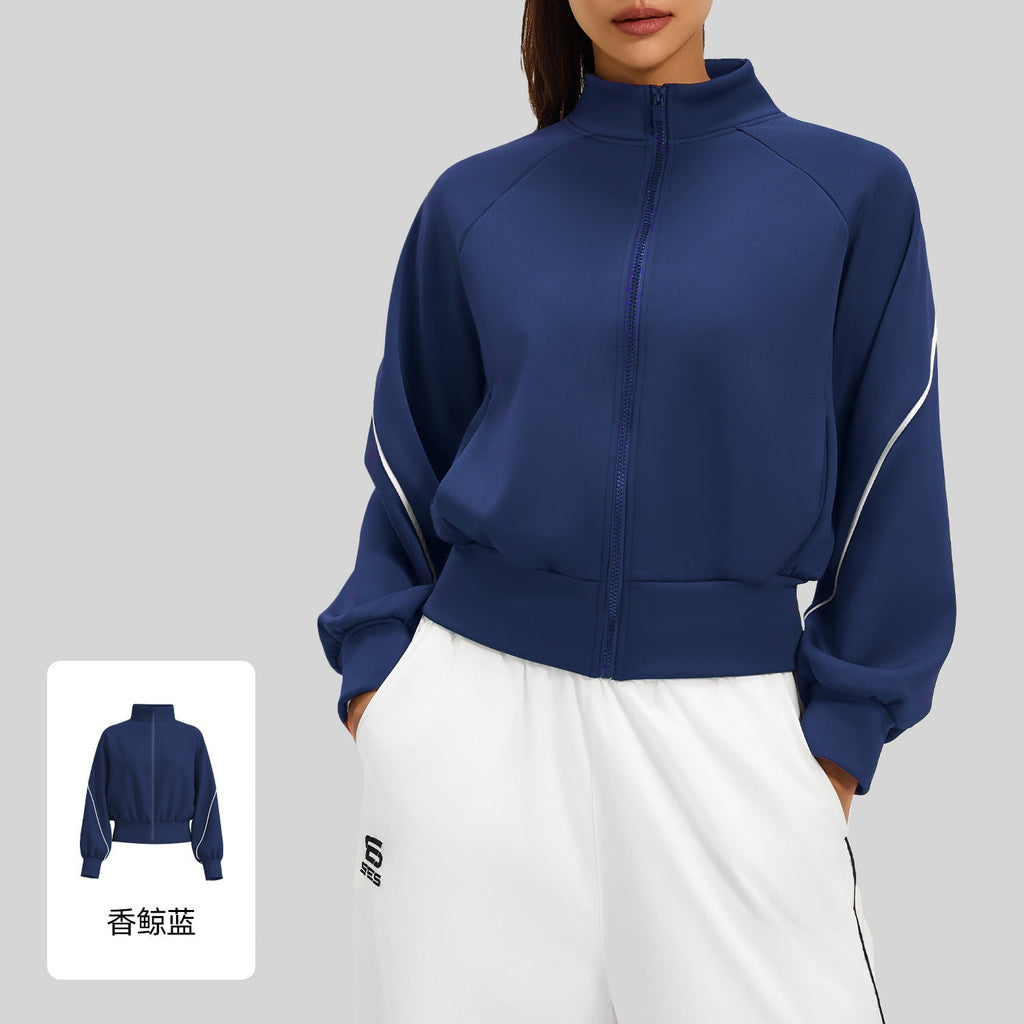 Eloise | Womens Sports Jacket Fleece Lined Stand Collar Yoga Running Activewear Top