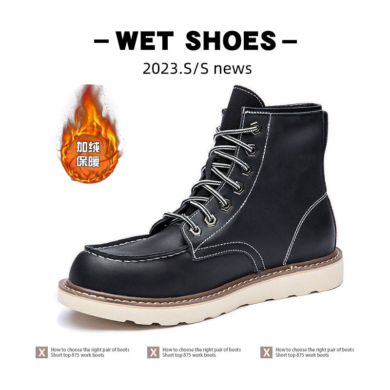 Hamish | Mens Work Boots Fleece Lined Warm Retro Boots - 9