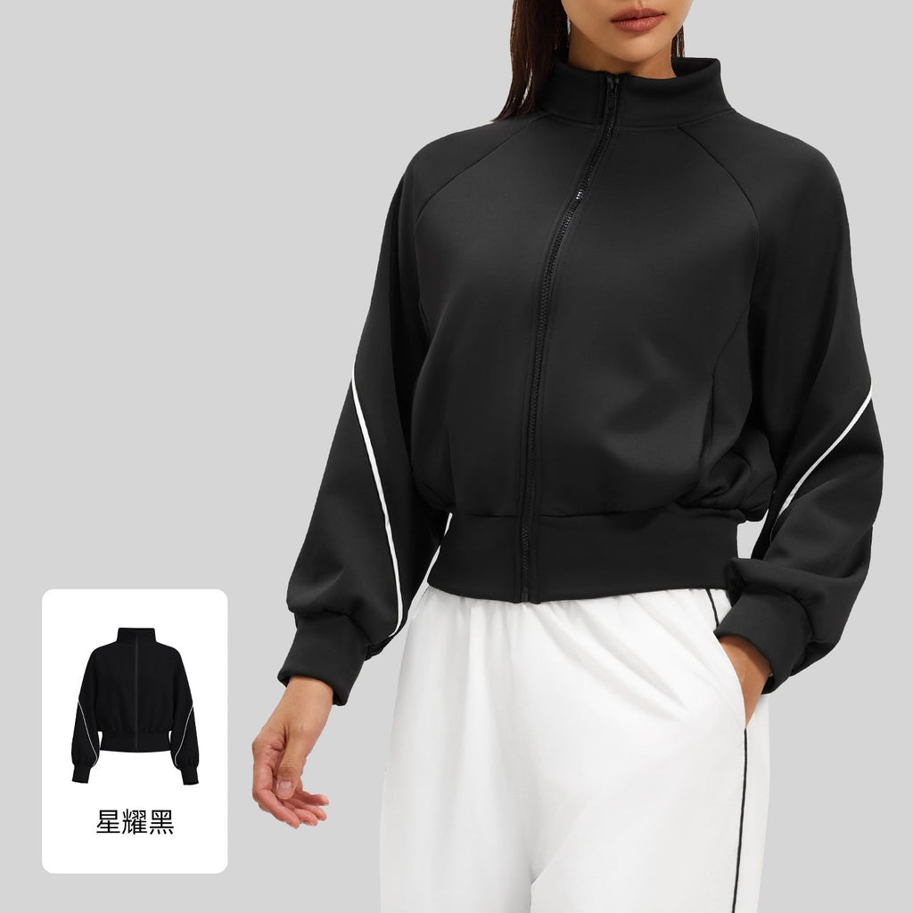 Eloise | Womens Sports Jacket Fleece Lined Stand Collar Yoga Running Activewear Top