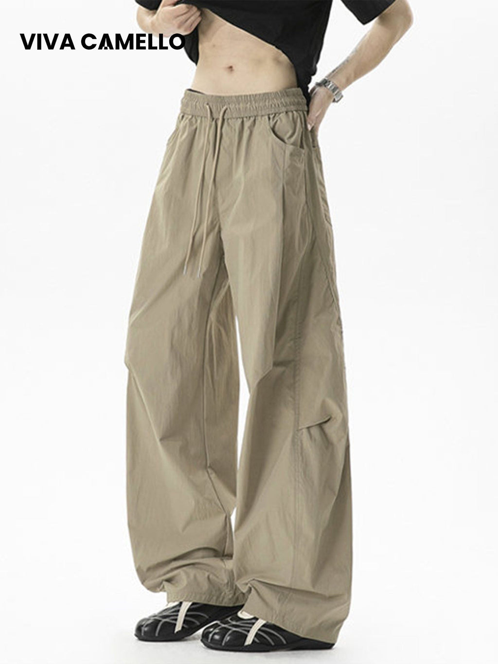 Gustav | Mens Trousers Lightweight Pleated Wide Leg Casual Pants
