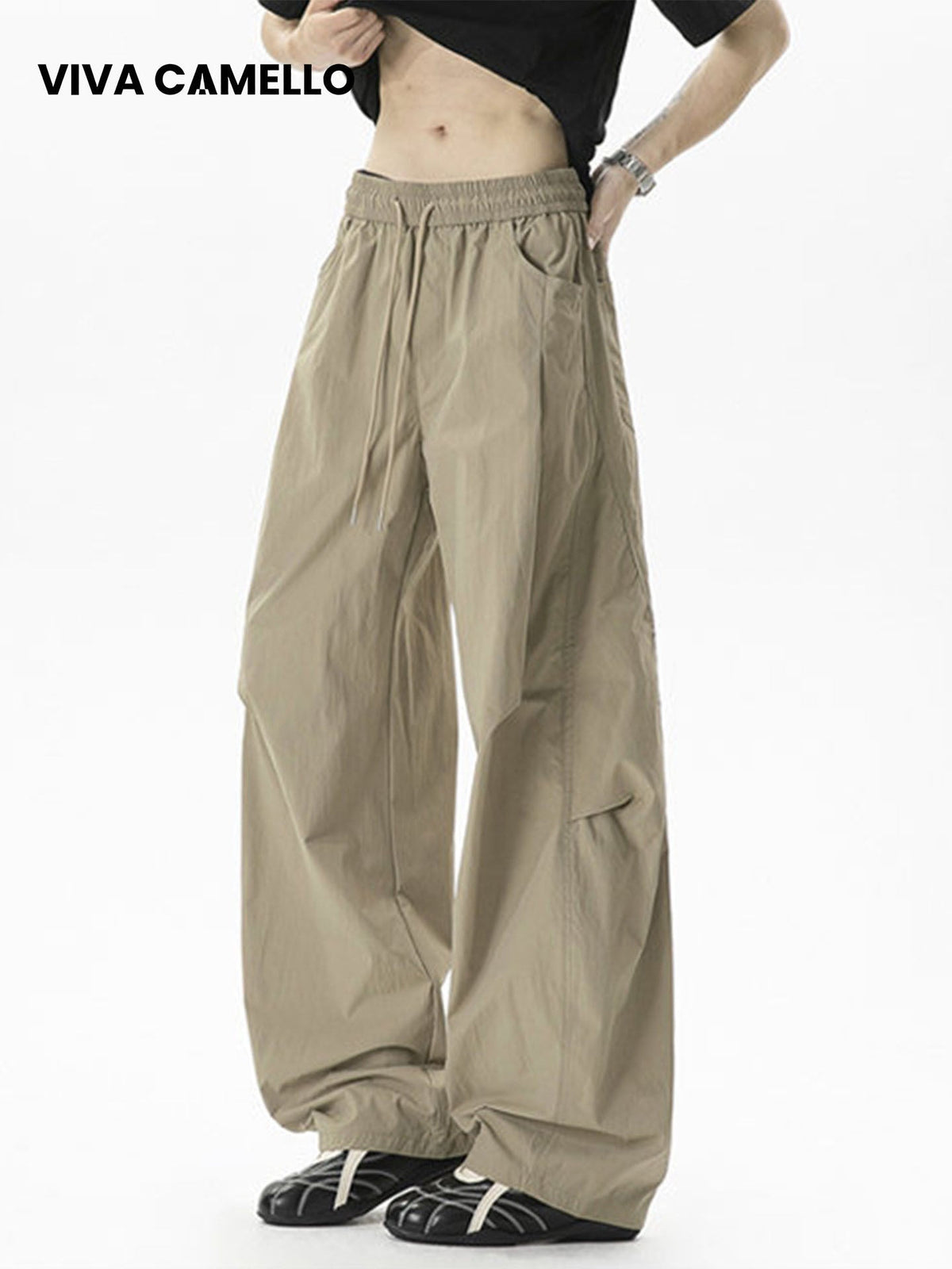 Gustav | Mens Trousers Lightweight Pleated Wide Leg Casual Pants