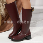 Juniper | Womens Knee High Chunky Heel Side Zip Boots - 4