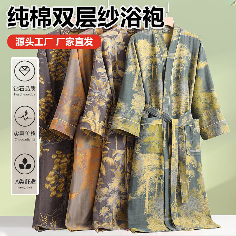 Fern | Womens Dressing Gown Cotton Kimono Bathrobe Robe