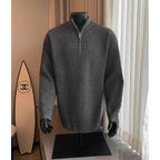 Evander | Mens Knitted Wool Half Zip Long Sleeve Jumper - 2