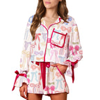 Florence | Womens Printed Long Sleeve Pyjama Shorts Set