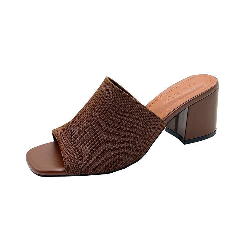 Freya block heel mule in brown