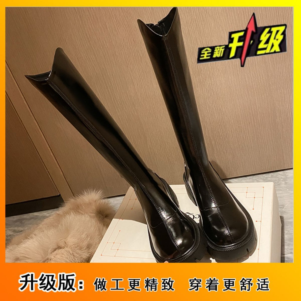 Petra | Womens Knee High Chunky Thick Heel Knight Boots - 6