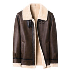 Marius | Mens Leather Shearling Biker Aviator Flight Lined Jacket - 5