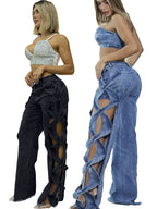 Talia | Womens Jeans Patchwork High Waisted Denim