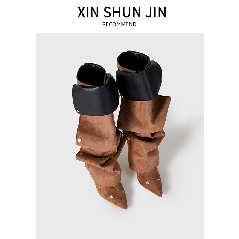 Hazel | Womens Heeled Boots Denim Slim Fit Pointed Toe Ankle Boots