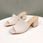 Freya block heel mule in cream