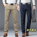 Reuben | Mens Work Straight Leg Business Casual Fleece Lined Trousers - 1