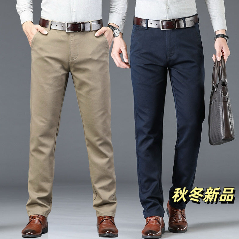Reuben | Mens Work Straight Leg Business Casual Fleece Lined Trousers - 1