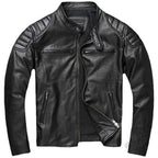 Garrick | Mens Leather Jacket Stand Collar Motorcycle Biker Jacket - 5