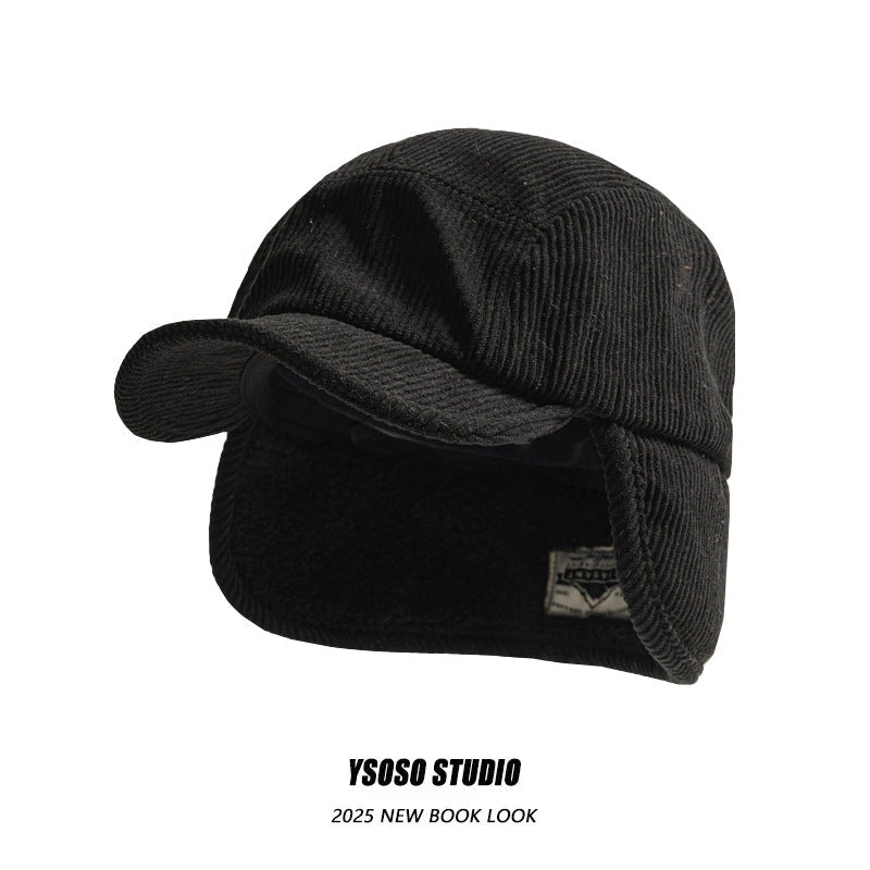 Reuben | Mens Warm Corduroy Earflap Winter Flight Trapper Hat - 6