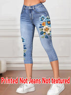 Isla | Womens Leggings Faux Denim Printed Slim Fit