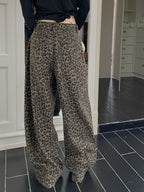 Greta | Womens High Waisted Jeans Leopard Print Straight Leg Slim Denim