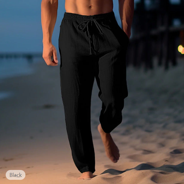 Magnus | Mens Linen Straight Breathable Casual Summer Lightweight Trousers - 6