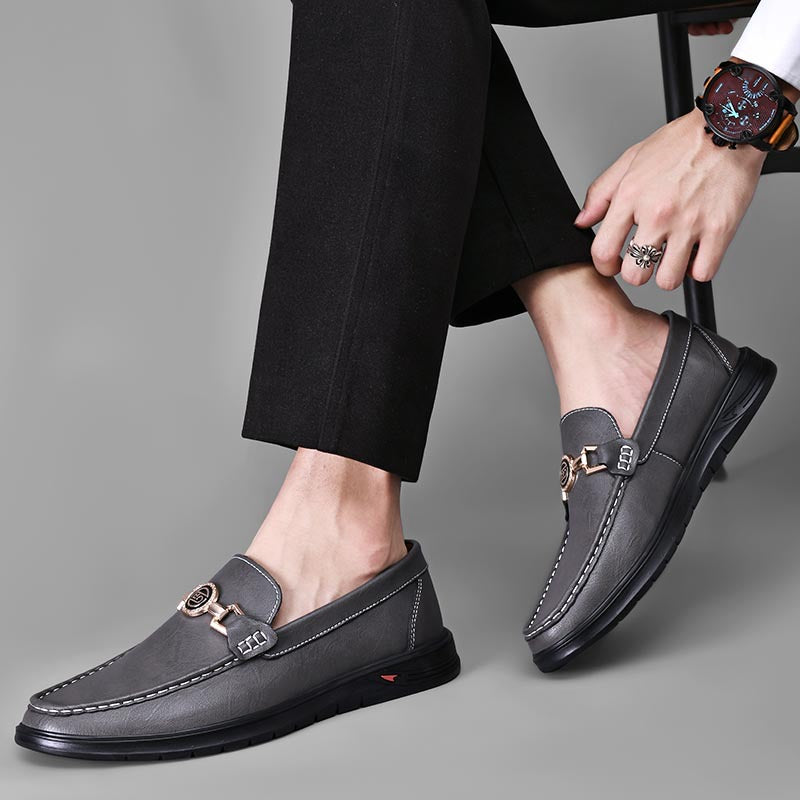 Archer bit driving loafers in grey, worn