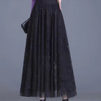 Finnian | Womens Maxi Skirt A Line High Waisted Beaded Tulle Long Skirt