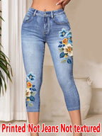 Isla | Womens Leggings Faux Denim Printed Slim Fit